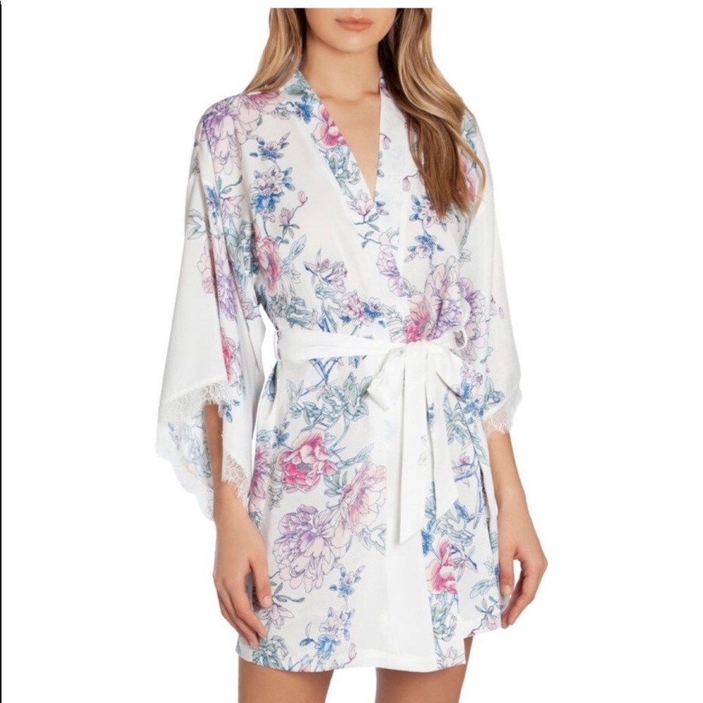 In Bloom by Jonquil Mia women’s floral wrap robe sleep loungewear chiffon L